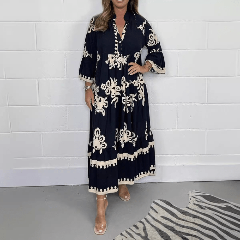 Boho Embroidered Maxi Dress | Relaxed Fit | Lightweight Cotton Blend | Summer & Resort Wear