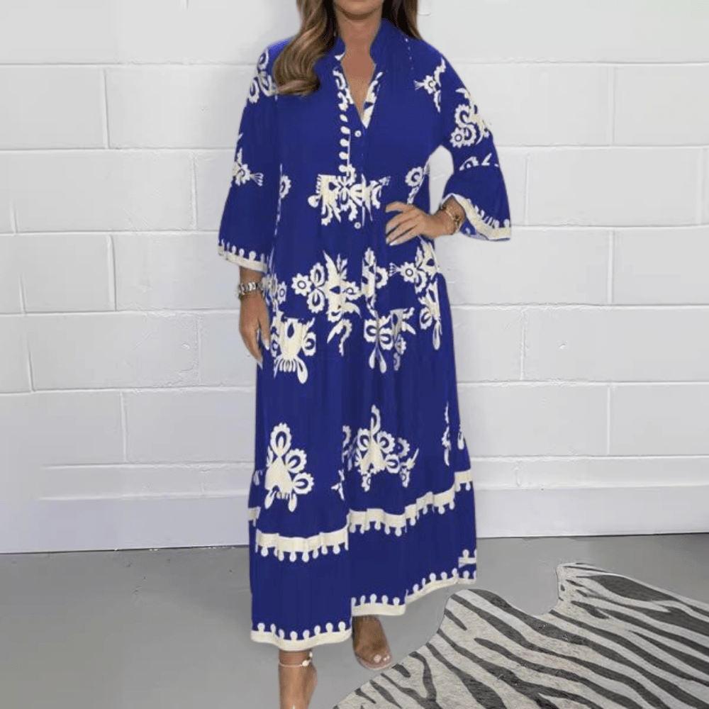 Boho Embroidered Maxi Dress | Relaxed Fit | Lightweight Cotton Blend | Summer & Resort Wear