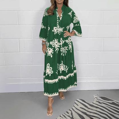 Boho Embroidered Maxi Dress | Relaxed Fit | Lightweight Cotton Blend | Summer & Resort Wear