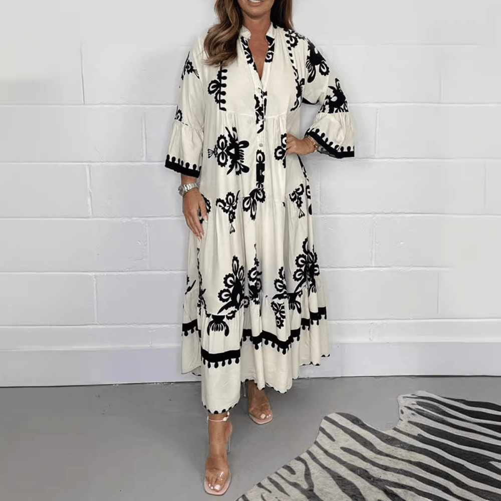 Boho Embroidered Maxi Dress | Relaxed Fit | Lightweight Cotton Blend | Summer & Resort Wear