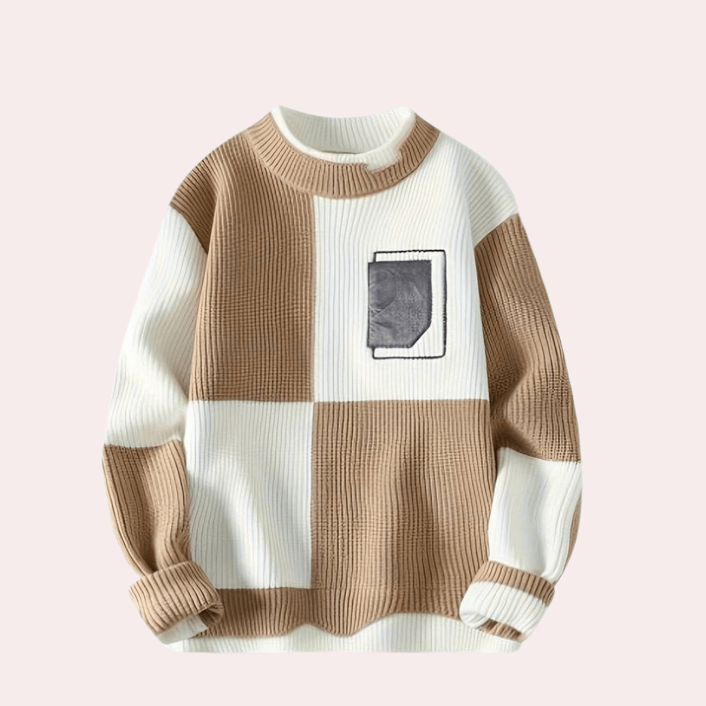 Colourblock Patchwork Sweater | Bold Geometric Design | Soft Knit | Modern Casual
