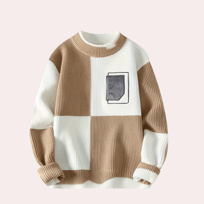 Colourblock Patchwork Sweater | Bold Geometric Design | Soft Knit | Modern Casual