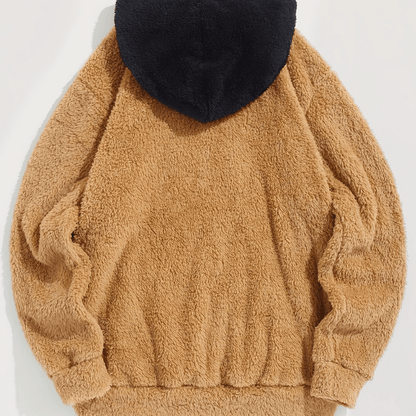 Two-Tone Sherpa Hoodie | Ultra-Soft Fleece | Oversized Fit | Winter Casual