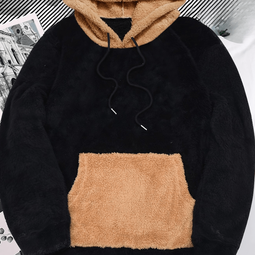 Two-Tone Sherpa Hoodie | Ultra-Soft Fleece | Oversized Fit | Winter Casual