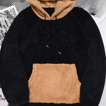 Two-Tone Sherpa Hoodie | Ultra-Soft Fleece | Oversized Fit | Winter Casual