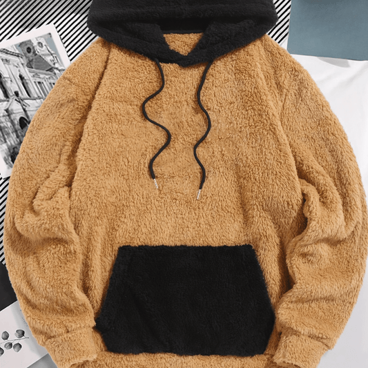 Two-Tone Sherpa Hoodie | Ultra-Soft Fleece | Oversized Fit | Winter Casual
