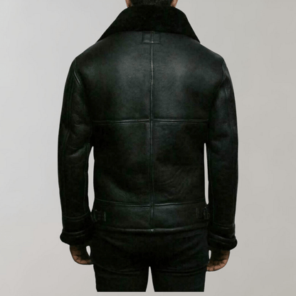 Men's Shearling-Lined Aviator Jacket | Luxe Leather Look | Winter Outerwear