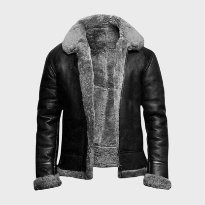 Men's Shearling-Lined Aviator Jacket | Luxe Leather Look | Winter Outerwear