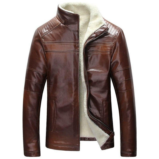 Men’s Faux Leather Sherpa Jacket | Winter Bomber Style | Insulated Cold Weather Outerwear Canada