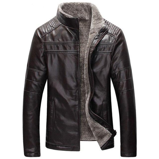 Men’s Faux Leather Sherpa Jacket | Winter Bomber Style | Insulated Cold Weather Outerwear Canada