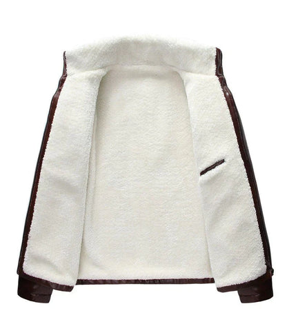 Men’s Faux Leather Sherpa Jacket | Winter Bomber Style | Insulated Cold Weather Outerwear Canada