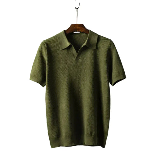 Men’s Waffle Knit Polo Shirt | Breathable Summer Knit