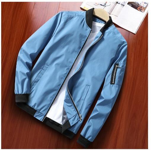 Men’s Lightweight Bomber Jacket | Zip Arm Pocket | Casual Streetwear Layer