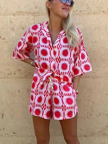 Printed Shirt & Shorts Set | Lightweight Two-Piece | Summer-Ready Fit
