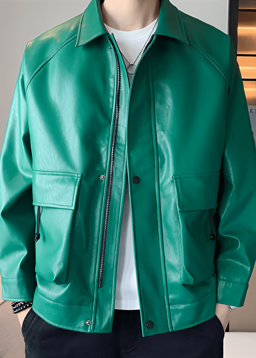 Faux Leather Utility Jacket | Modern Edge | Relaxed Fit | Streetwear Style
