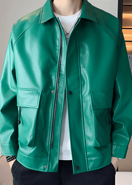 Faux Leather Utility Jacket | Modern Edge | Relaxed Fit | Streetwear Style