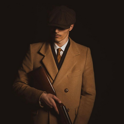 Men’s Wool-Blend Newsboy Cap | Classic Herringbone Flat Cap | Vintage 8-Panel Hat