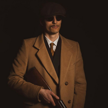 Men’s Wool-Blend Newsboy Cap | Classic Herringbone Flat Cap | Vintage 8-Panel Hat