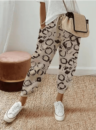 Linen Blend Jogger Pants | Drawstring Waist | Rolled Hem Casual Fit