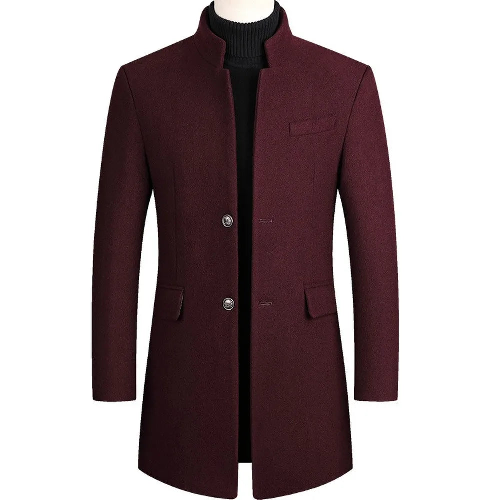 Men’s Classic Wool-Blend Overcoat | Tailored Long Fit | Charcoal Grey