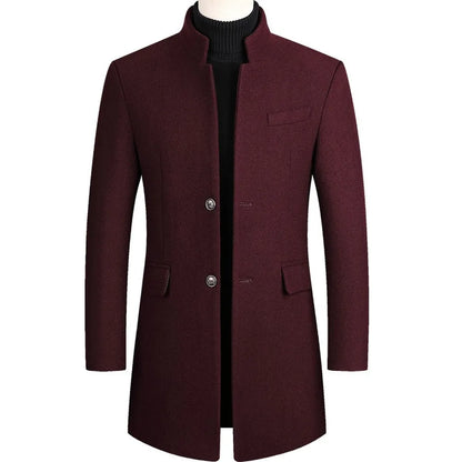 Men’s Classic Wool-Blend Overcoat | Tailored Long Fit | Charcoal Grey