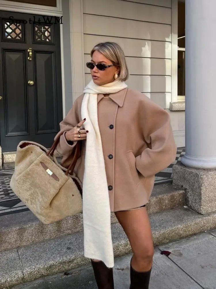 Oversized Wool-Blend Cape Coat | Elegant & Chic | Minimalist Style | Sophisticated Layering
