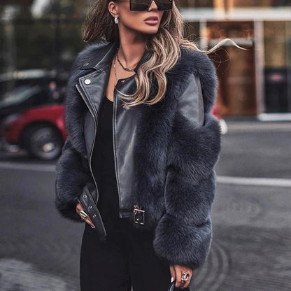 Faux Fur Biker Jacket | Luxe Layering Piece | Belted Design | Winter Glam