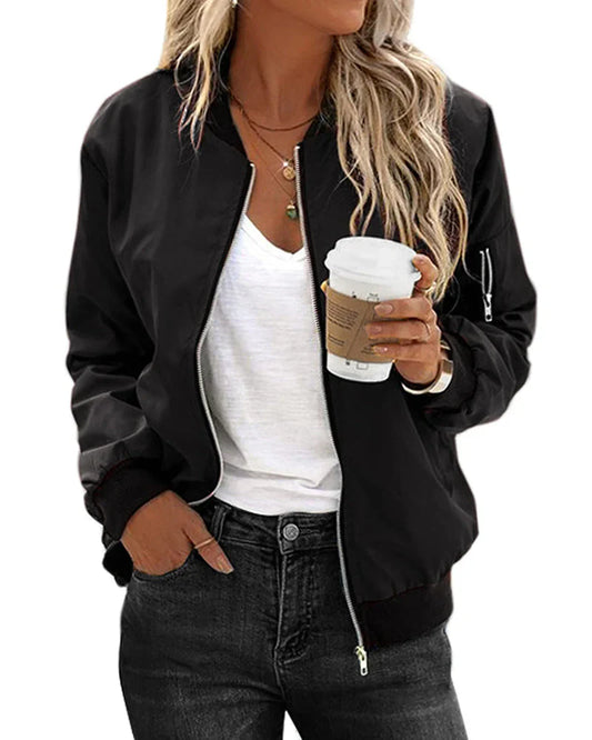 Lightweight Bomber Jacket | Zip Front | Casual Street Style Layer