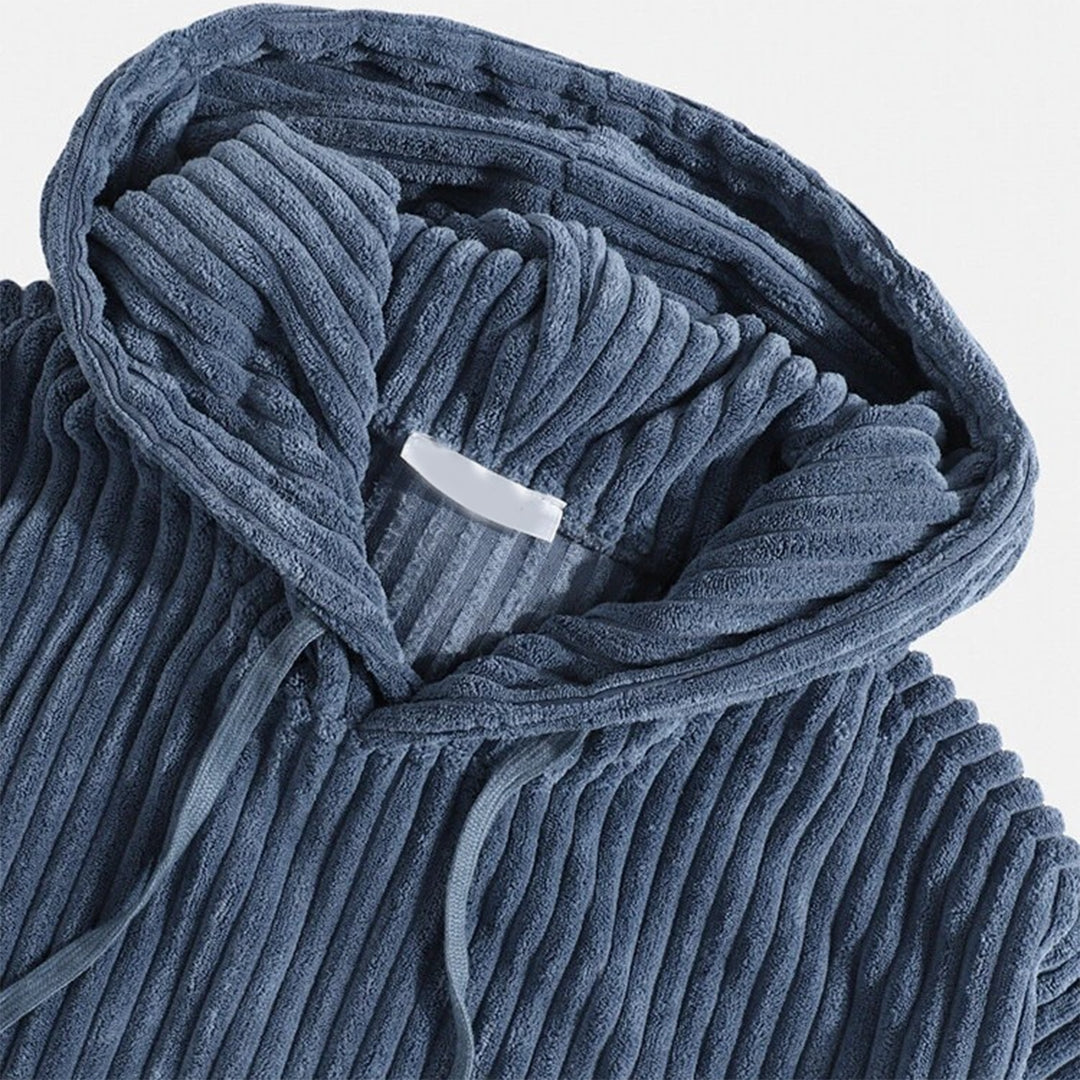 Men’s Corduroy Pullover Hoodie | Soft Ribbed Texture | Relaxed Fit Fall Sweatshirt