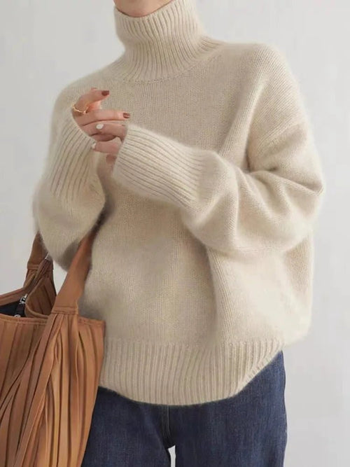 Turtleneck Knit Sweater | Ribbed Edges | Soft Wool Blend