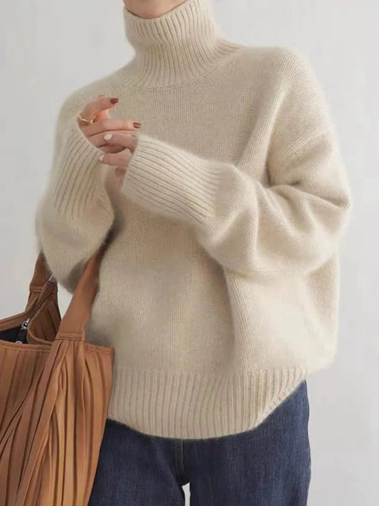 Turtleneck Knit Sweater | Ribbed Edges | Soft Wool Blend