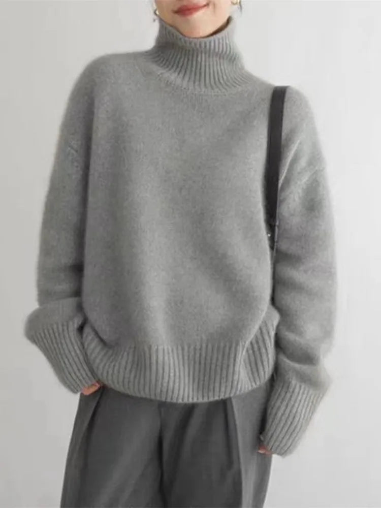 Turtleneck Sweater | Soft Knit | Oversized Relaxed Fit