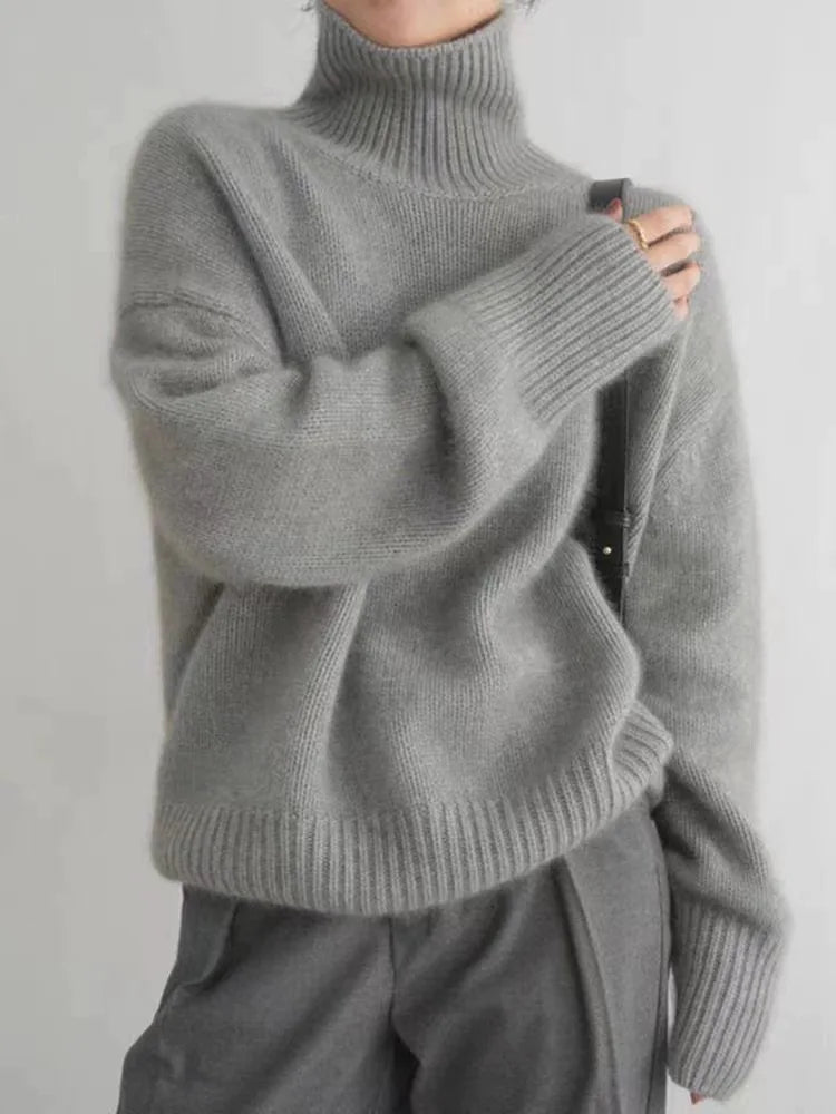 Turtleneck Knit Sweater | Ribbed Edges | Soft Wool Blend