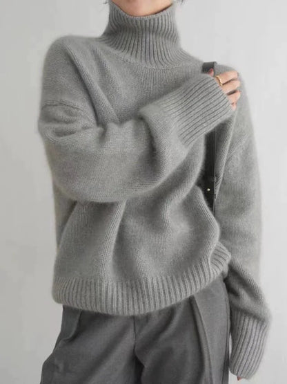 Turtleneck Knit Sweater | Ribbed Edges | Soft Wool Blend
