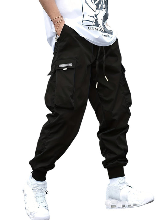 Men’s Streetwear Cargo Joggers | Multi-Pocket Tech Style | Adjustable Drawstring Waist