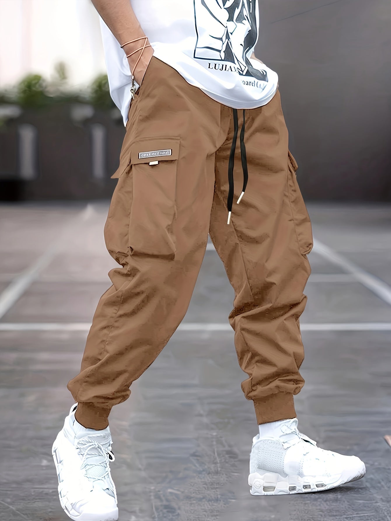 Men’s Streetwear Cargo Joggers | Multi-Pocket Tech Style | Adjustable Drawstring Waist