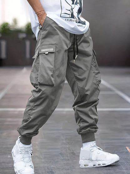 Men’s Streetwear Cargo Joggers | Multi-Pocket Tech Style | Adjustable Drawstring Waist