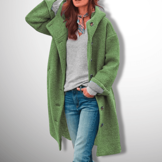 Oversized Bouclé Coat | Button Front | Soft Textured Finish