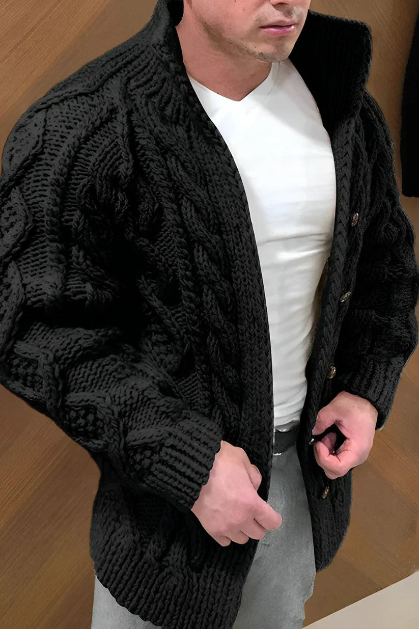 Men’s Cable-Knit Cardigan | Open-Front Chunky Knit Sweater