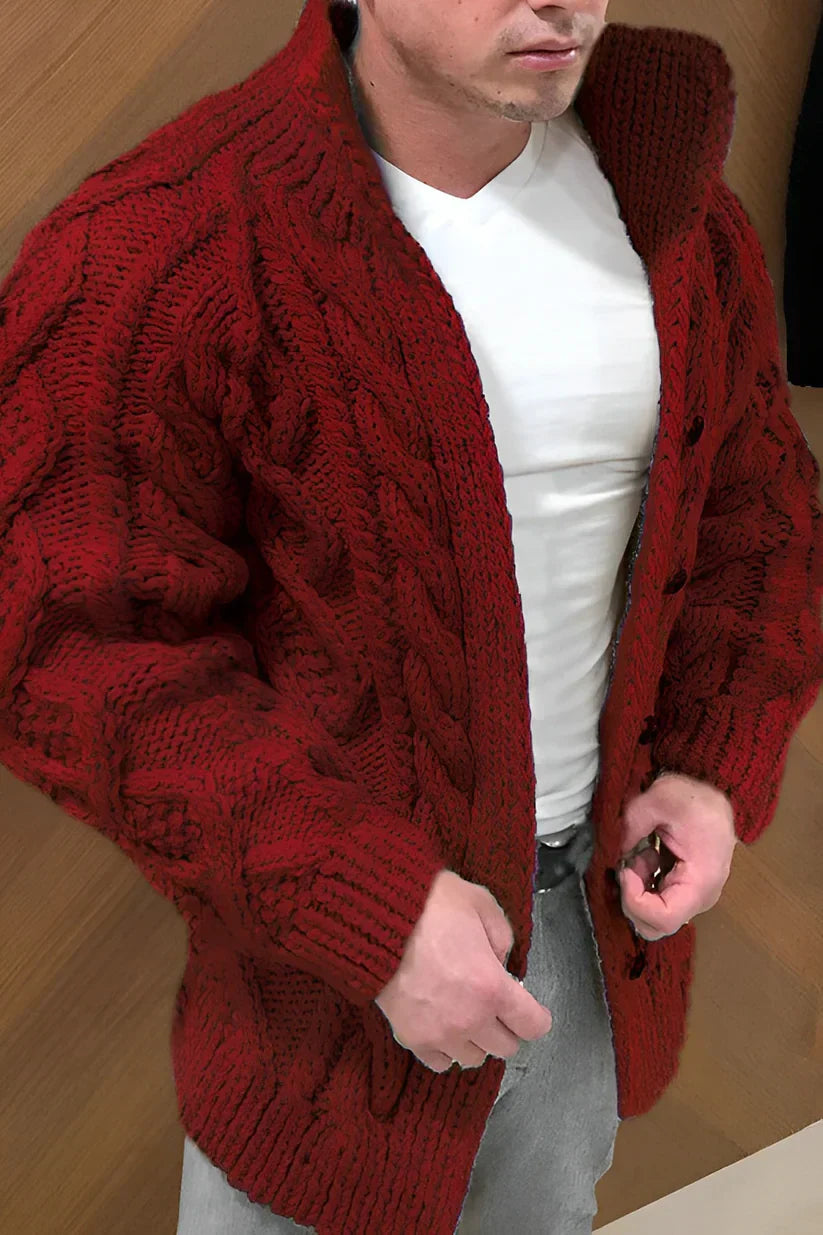 Men’s Cable-Knit Cardigan | Open-Front Chunky Knit Sweater