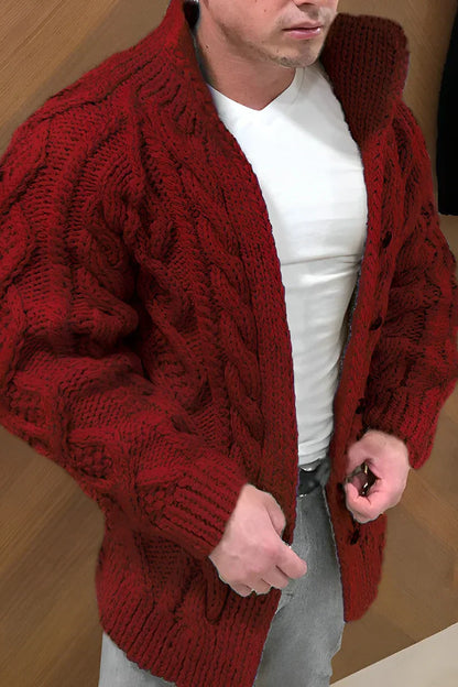Men’s Cable-Knit Cardigan | Open-Front Chunky Knit Sweater