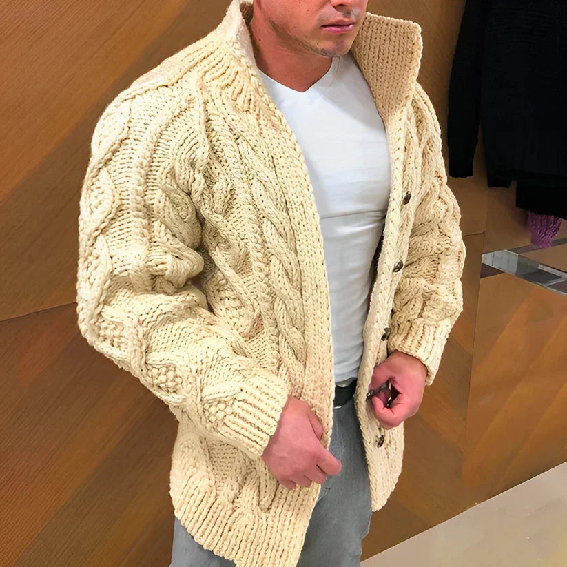 Men’s Cable-Knit Cardigan | Open-Front Chunky Knit Sweater