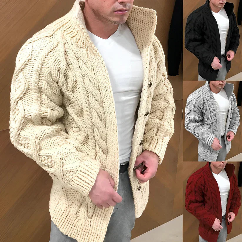 Men’s Cable-Knit Cardigan | Open-Front Chunky Knit Sweater