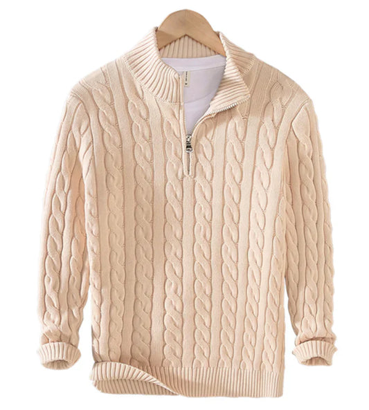 Cable Knit Half-Zip Sweater | Midweight Cotton Blend | Casual Fall Layer