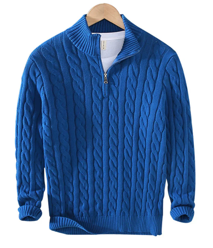 Cable Knit Half-Zip Sweater | Midweight Cotton Blend | Casual Fall Layer