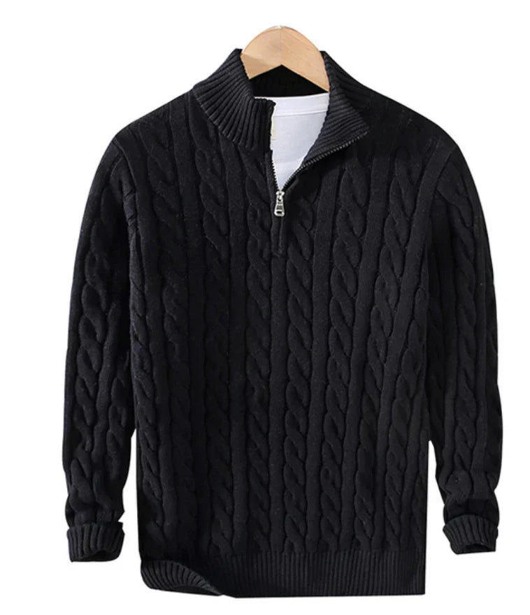 Cable Knit Half-Zip Sweater | Midweight Cotton Blend | Casual Fall Layer