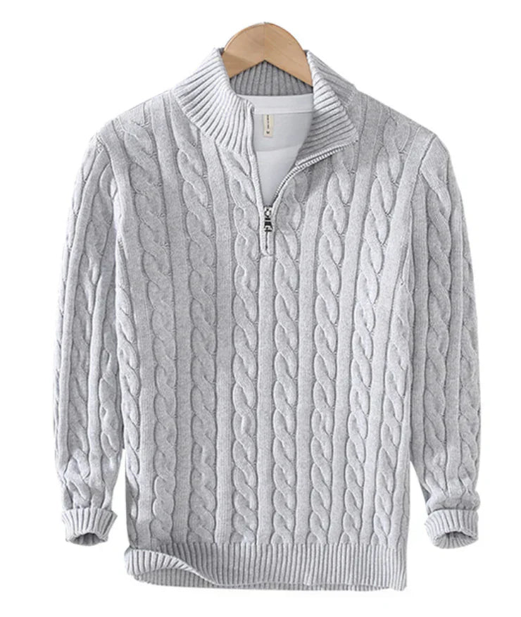 Cable Knit Half-Zip Sweater | Midweight Cotton Blend | Casual Fall Layer