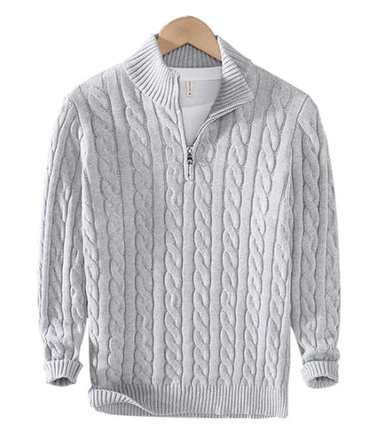 Cable Knit Half-Zip Sweater | Midweight Cotton Blend | Casual Fall Layer