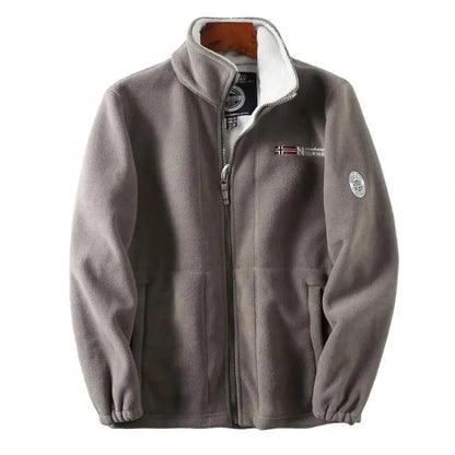 Men’s Zip Fleece Jacket | Warm Full-Zip Outer Layer | Embroidered Nordic Style
