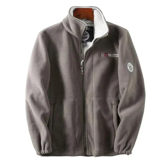 Men’s Zip Fleece Jacket | Warm Full-Zip Outer Layer | Embroidered Nordic Style